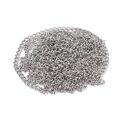 Нержавеющая Сталь Цвет Устойчивые к потускнению 304 цепи из нержавеющей стали, несварные, без катушки / карточной бумаги, цвет нержавеющей стали, 5x3.5x0.7 мм, около 6.56 футов (2 м) / прядь