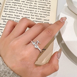 Серебро 925 регулируемые кольца из стерлингового серебра для женщин, вишня, серебряные, 9 мм, внутренний диаметр: 17 мм