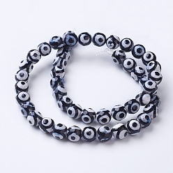 Black Natural Grade A Agate Beads Strands, Dyed & Heated, Round, Faceted, Black, 6mm, Hole: 1mm, about 62pcs/strand, 14.9 inch(38cm)