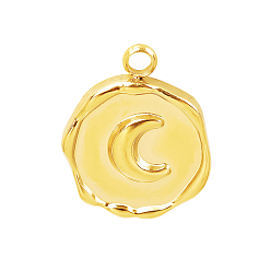Луна 304 подвески из нержавеющей стали, плоский круглый шарм, золотые, луна, 16x13 мм