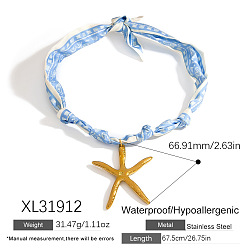 Морская звезда 304 ожерелья-шарфы с подвесками из нержавеющей стали, золотые, морская звезда, 26.57 дюйм (67.5 см), Кулон : 66.91 мм