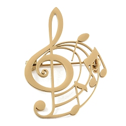 Musical Note Тема музыкальных нот 304 брошь из нержавеющей стали, золотые, скрипичный ключ, 40x28 мм