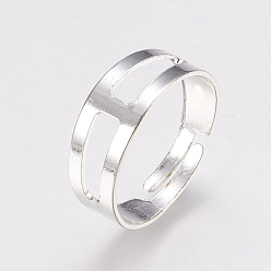 Silver Blank Adjustable Iron Finger Ring Band, Ring Settings for Jewelry Making, Silver, 18mm