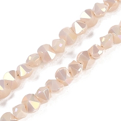 Розовый Стеклянные бусины с гальваническим покрытием , граненые, позолоченные цвета ab, конус, туманная роза, 5x6.5x5 мм, отверстие : 1.2 мм, около 95~100 шт / нитка, 18.66~19.06'' (47.4~48.4 см)