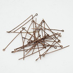 Red Copper Brass Eye Pin, Cadmium Free & Lead Free, Red Copper Color, about 4.5cm long, 0.7mm thick, hole: about 2mm, about 6000pcs/1000g