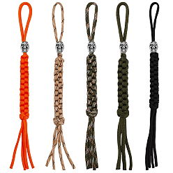(52) Непрозрачная лаванда 5шт. 5 цвета полипропиленовый парашютный шнур, подвески-украшения для мужчин, с бусинами из сплава черепов для ножей, аксессуаров EDC, разноцветные, 230x16x13.5 мм, 1 шт / цвет