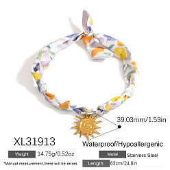 Солнце 304 ожерелья-шарфы с подвесками из нержавеющей стали, золотые, солнце, 24.80 дюйм (63 см), Кулон : 39.03 мм