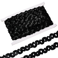 Черный Отделка из волнистого полиэстерового кружева, лента с пайетками для животных, аксессуары для одежды, чёрные, 3/4 дюйм (20 мм), около 14.22 ярдов (13 м) / комплект