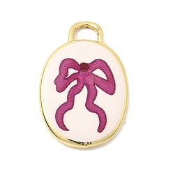 Bowknot Латунные подвески с принтом, овальные амулеты, долговечный, реальный 18 k позолоченный, бантом, 20.5x13.5x3 мм, отверстие : 3x2 мм