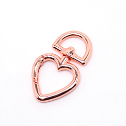 Розовое Золото Застежками сплава поворотные, поворотный карабин-лобстер, сердце, розовое золото , 44.5x26.5x5.5 мм, отверстие : 14x6.5 мм