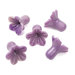 Dark Orchid Dyed Synthetic Coral Carved Beads, Two Tone Flower, Dark Orchid, 17x18.5mm, Hole: 1.5mm