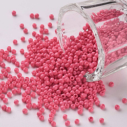 Pink 11/0 Краска для запекания класса А (fgb), стеклянные бисерные бусины, круглые, розовые, 2.3x1.5 мм, отверстие : 1 мм, Около 5300 шт / 50 г