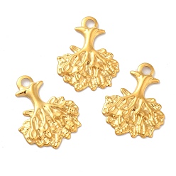 Golden Ion Plating(IP) 304 Stainless Steel Pendants, Tree Charm, Golden, 21.5x16.5x1mm, Hole: 2.3mm