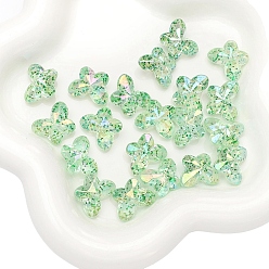 Светло-зеленый 10 шт. прозрачные бусины-бабочки с акриловым покрытием, блеск бисера, светло-зеленый, 14x18 мм