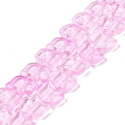 Pearl Pink Transparent Glass Beads Strands, Elephant, Pearl Pink, 10x12x3mm, Hole: 1mm, about 45~48pcs/strand, 14~14.5 inch(36~37cm)