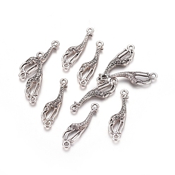 Античное Серебро Литые звенья / разъемы, без свинца и без кадмия, жирафа, античное серебро, 30x8x2 мм, отверстие : 2 мм