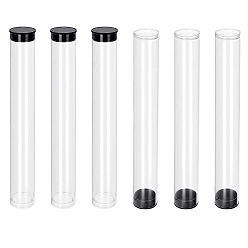Прозрачный Прозрачные пластиковые тубы для хранения бусин из поликарбоната, с черной крышкой, прозрачные, 18.3x2.55 см, Внутренний диаметр: 2.45 cm