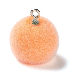 Оранжевый Подвески из непрозрачной смолы с фруктовой тематикой, с железной платиной петлей, оранжевые, 19.5x18.5x18 мм, отверстие : 2 мм