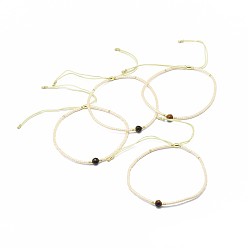 Тигровый глаз Регулируемые браслеты из бисера, с нейлоновым шнуром и бисером / бисером хэйши, 4.3~7.95 см, 1.5 мм