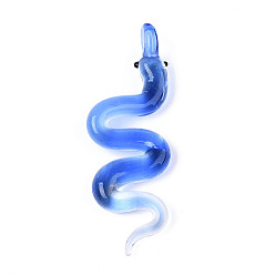 Васильковый Большие подвески, лэмпворк, ручная работа , змея, васильковый, 67~70x23~25x8.5~10 мм, отверстие : 4~5.5x3.5~5 мм