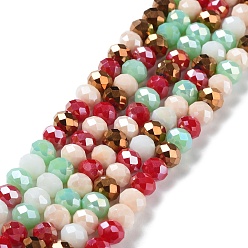 Vert Pâle Chapelets de perles en verre, facette, rondelle, vert pale, 8x6mm, Trou: 1mm, Environ 65~68 pcs/chapelet, 15.7~16.1 pouce (40~41 cm)