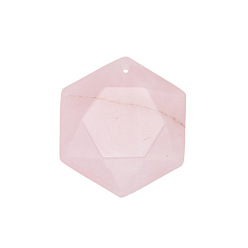 Розовый Кварц Природного розового кварца подвески, шестиугольник, 25x28x10 мм