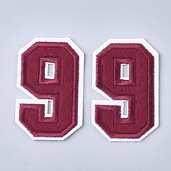Number Computerized Embroidery Cloth Iron On Patches, Costume Accessories, Appliques, Number, Num.9, 58x37x1.5mm