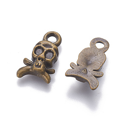 Antique Bronze Skull CCB Plastic Pendants, Antique Bronze, 17x10x3mm, Hole: 2.5mm