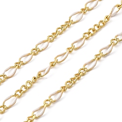 Белый Латунные эмалевые цепи фигаро, с катушкой, долговечный, пайки, без свинца и без кадмия, белые, 5x3x0.8 мм