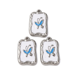 Нержавеющая Сталь Цвет 304 нержавеющей стальной эмали подвески, прямоугольник с подвеской в виде бабочки, цвет нержавеющей стали, 18x11.5x2.5 мм, отверстие : 0.8 мм