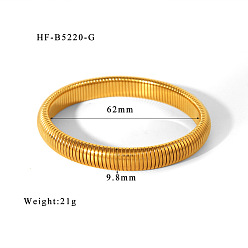 Настоящее золото 18K 304 браслеты из нержавеющей стали, змеиные браслеты для женщин, реальный 18 k позолоченный, 3/8 дюйм (0.98 см), внутренний диаметр: 2-1/2 дюйм (6.2 см)