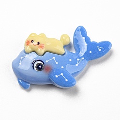 Whale Симпатичные кабошоны из непрозрачной смолы, морские животные кабошоны, кит, 23x37x8 мм