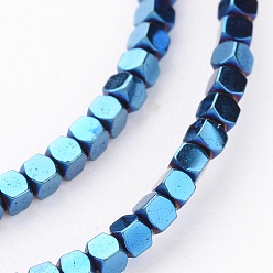 со Синим Покрытием Граненый куб гальванических немагнитные нити шарик синтетический гематит, с покрытием синим, 1.5x1.5x1.5 мм, отверстие : 1 мм, около 268 шт / нитка, 15.94 дюйм