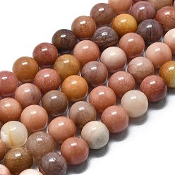 Деревянное Окаменение Естественный окаменелого дерева круглые бусины пряди, 12.5 мм, отверстие : 1.2~1.5 мм, около 32 шт / нитка, 15.16'' (38.5 см)