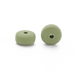 Светло-зеленый Коричневый Полимерной глины ручной работы бисер нитей, для поделок ювелирных изделий, плоско-круглые, оливковый, 6~7x3 мм, отверстие : 1.5 мм, около 113~116 шт / нитка, 15.55 дюйм ~ 16.14 дюйм (39.5~41 см)