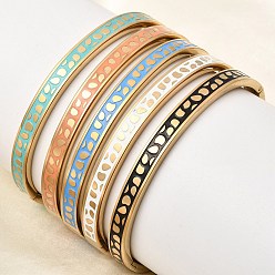 Настоящее золото 18K 304 из нержавеющей стали эмаль браслеты, шарнирные браслеты для женщин, самородки, ионное покрытие (ip), реальный 18 k позолоченный, внутренний диаметр: 1.97 дюйм (5 см) x 2.30 дюйм (5.85 см)