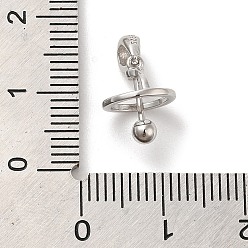 Platine Plaqué rhodium 925 bélières de pincement planète style médaillon en argent sterling, pour perles perles de pierres précieuses, avec cachet 925, platine, 11.5x9mm, Trou: 4x2.5mm