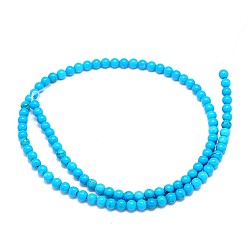 Cyan Natural Magnesite Round Bead Strands, Dyed & Heated, Cyan, 4mm, Hole: 1mm, about 96~100pcs/strand, 15.55 inch