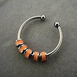 Темно-Оранжевый 304 эмалированный диск из нержавеющей стали с регулируемыми открытыми кольцами, снять беспокойство манжеты кольца, цвет нержавеющей стали, темно-оранжевый, внутренний диаметр: регулируемый