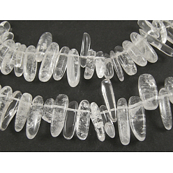 Quartz Crystal Natural Crystal Chips Beads Strands, 12~22x5~7mm, Hole: 1mm, 14~15 inch