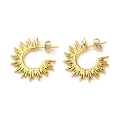 Золотой 304 женские серьги-гвоздики в форме полукольца из нержавеющей стали, солнце, золотые, 22.5x1.5 мм