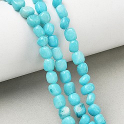 Bleu Ciel Clair Teints naturels blanches perles de jade brins, nuggets, pierre tombée, lumière bleu ciel, 5~6.5x5~6.5x4~5.5mm, Trou: 0.8mm, Environ 64~66 pcs/chapelet, 15.75'' (40 cm)