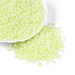 Зелено-Желтый Бисер из стекла , Цейлон, круглые, зеленый желтый, 8/0, 3 мм, отверстие : 1 мм, Около 10000 шт / фунт