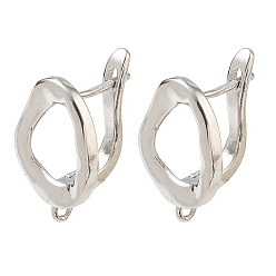 Platinum Brass Hoop Earring Findings, Oval, with Loop, Long-Lasting Plated, Rack Plating, Platinum, 19x12x11mm, Hole: 1.5mm, Pin: 1mm