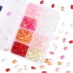 (52) Непрозрачная лаванда 320 шт 8 цвета прозрачные стеклянные бусины, сверху просверленные бусы, слеза, разноцветные, 9x5.5~6x4.5~6 мм, отверстие : 1~6 мм, 40 шт / цвет