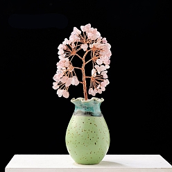 Розовый Кварц Крошка из натурального розового кварца украшение дерево жизни, Медная проволока, энергетический камень фэн-шуй, подарок для женщин и мужчин, медитация, 160~170 мм