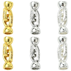 Mixed Color 6Pcs 3 Colors Zinc Alloy Micro Pave Clear Cubic Zirconia Fold Over Clasps, Mixed Color, 20.5mm, 2pcs/color