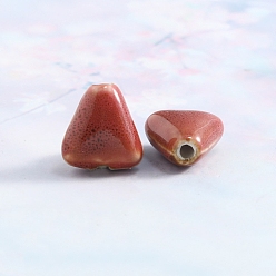Коралловый Фарфоровые бусины ручной работы, для украшения браслетов/ожерельев и материалов для поделок, треугольные, коралл, 16x15.5x8.5 мм, отверстие : 2.5 мм