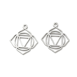 Stainless Steel Color 304 Stainless Steel Pendants, Flower Symbol with Triangle Charms, Cut-Out, Stainless Steel Color, 17x15x1mm, Hole: 1.2mm