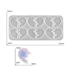 Сердце Подвески своими руками в силиконовой форме, формы для литья смолы, для уф-смолы, изготовление изделий из эпоксидной смолы, белые, сердце, 115x251x4 мм